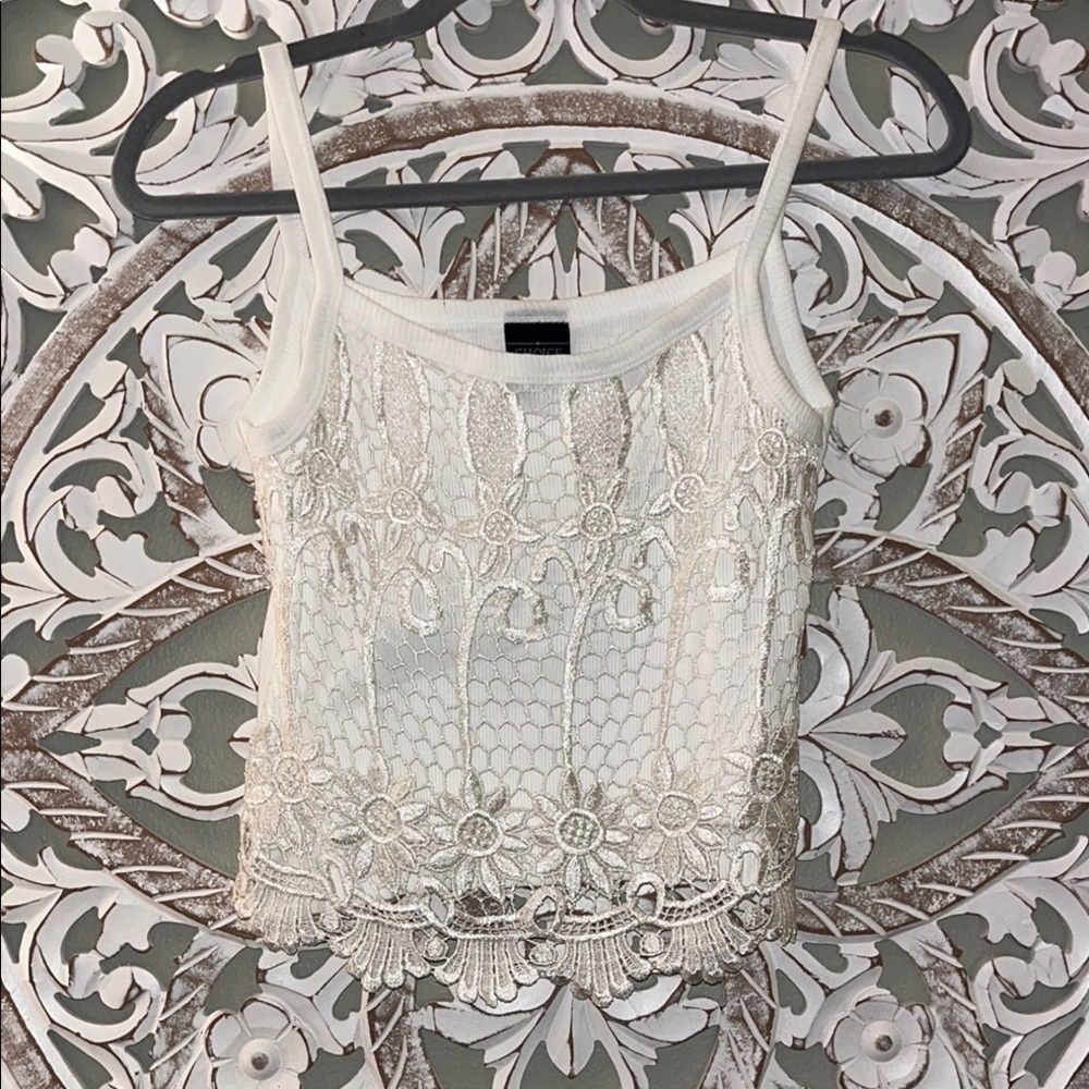 Choice Apparel Elegant White Floral Lace Women’s Top sz M EUC 100% Cotton